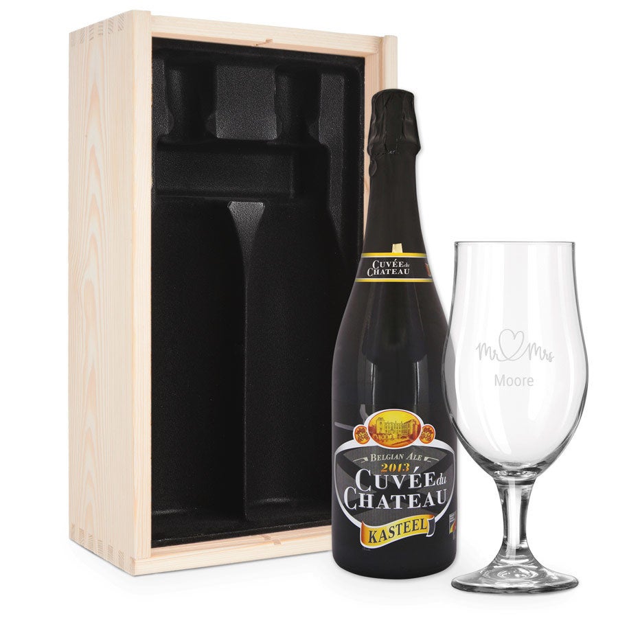Beer gift set with glass - engraved - Cuveé du Chateau