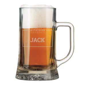 Engraved glass beer mug