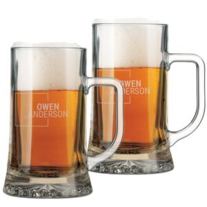 Engraved glass beer mug - set of 2