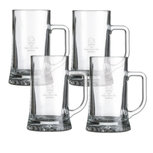 Engraved glass beer mug - set of 4
