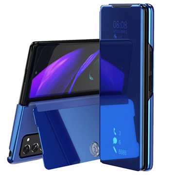 Luxury Series Mirror View Samsung Galaxy Z Fold2 5G Flip Case - Blue