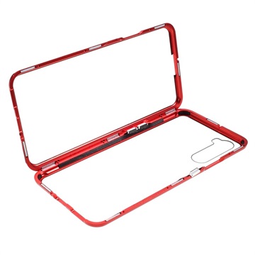 OnePlus Nord Magnetic Case with Tempered Glass - Red