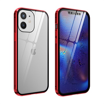 iPhone 12 Mini Magnetic Case with Tempered Glass - Red