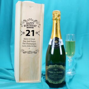 21st Birthday Gift Champagne With Gold Label And Box
