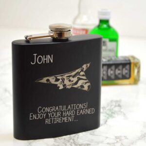 A Personalised Hip Flask with A Vulcan Aircraft