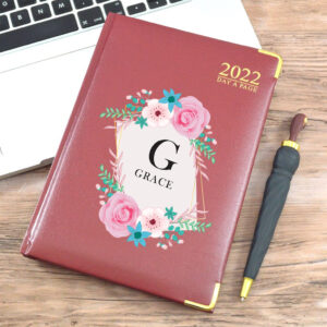 A5 Personalised Diary 2022 With Flower Monogram Design