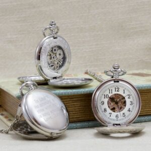 Antique Style Skeleton Personalised Pocket Watch
