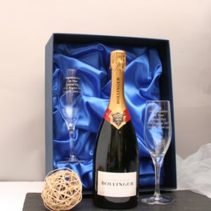Bollinger Champagne with Engraved Flutes in Presentation Box