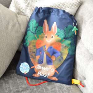 Personalised Peter Rabbit Drawstring Gym Bag Shield Design
