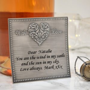 Personalised Pewter Champagne Romantic Label
