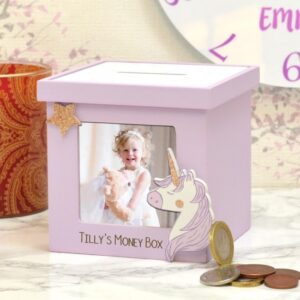 Personalised Pink Money Box Unicorn Design