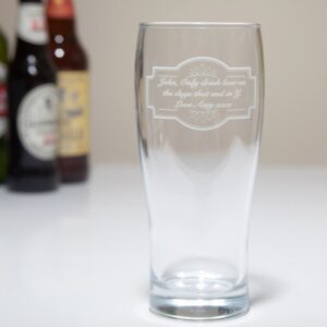 Personalised Pint Glass 'Modern Design' In Box