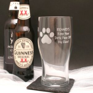 Personalised Pint Glass Paw Print Design