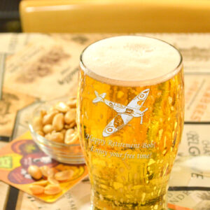 Personalised Pint Glass With A Spitfire Aircraft Image
