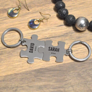 Personalised Valentine's Day Puzzle Keyrings for Couples