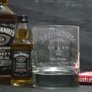 Zodiac Design Engraved Whiskey Glass