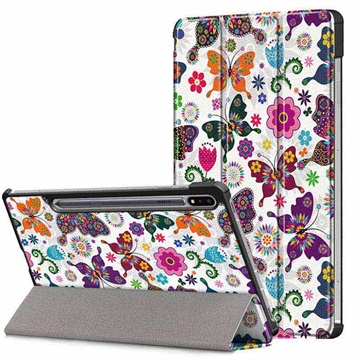 Tri-Fold Series Samsung Galaxy Tab S7 Smart Folio Case - Butterflies / Flowers